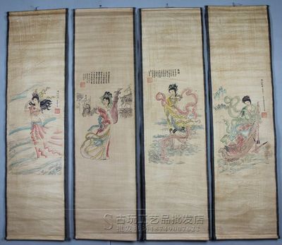品味東方神韻 解析仿古國畫四條屏《凌波仙子》的工藝美學(xué)與收藏價(jià)值